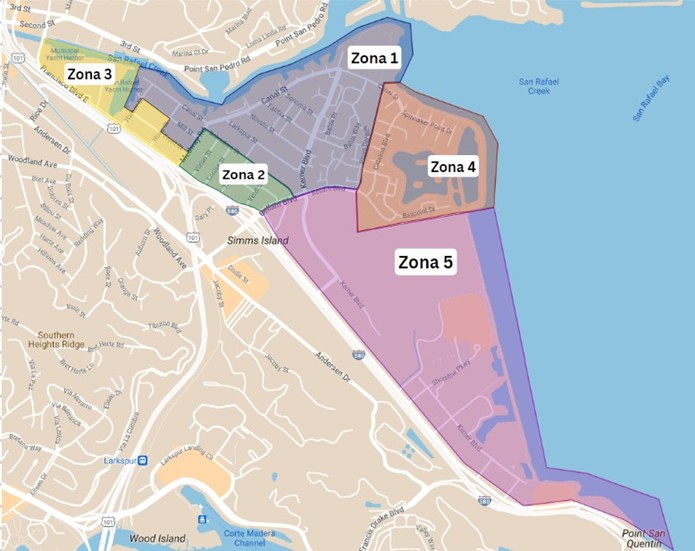 Map of Zones in Canal